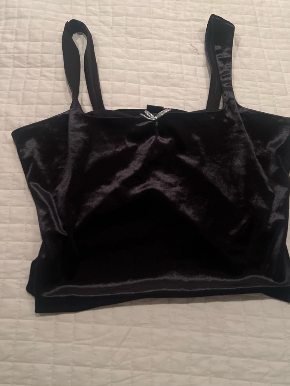 wild fable Black Velvet Crop Tank with bow Accent